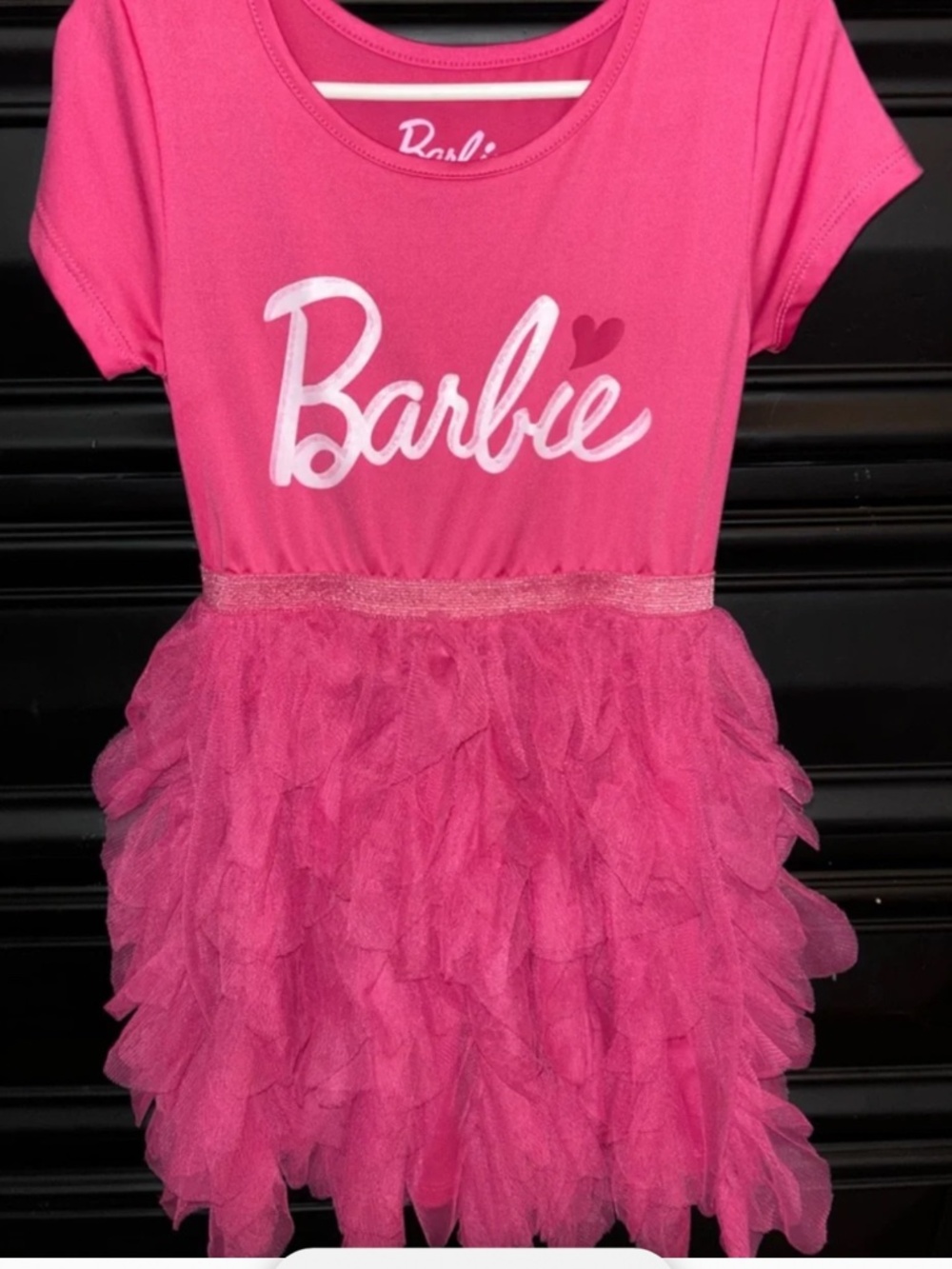 Barbie Bright Pink Tiered Tulle Dress Girls 5